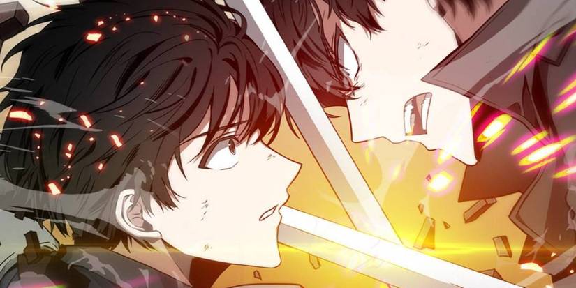 Kim and Yoo clashing swords against each other in Omniscient Reader.