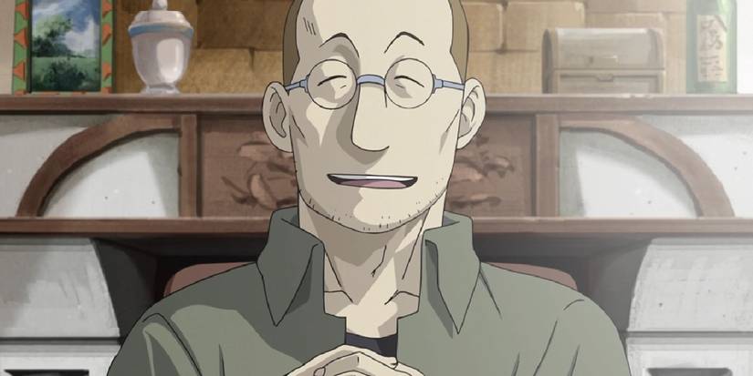 Shou Tucker welcomes his guests in Fullmetal Alchemist Brotherhood.