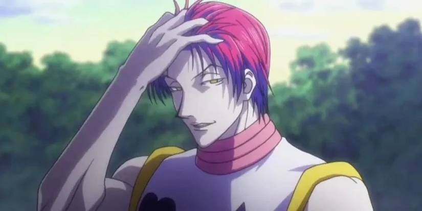Hisoka with wet hair in Hunter x Hunter.