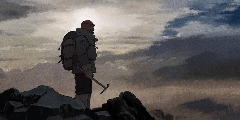 Netflix- Summit Of The Gods protagonist standing on top of a mountain
