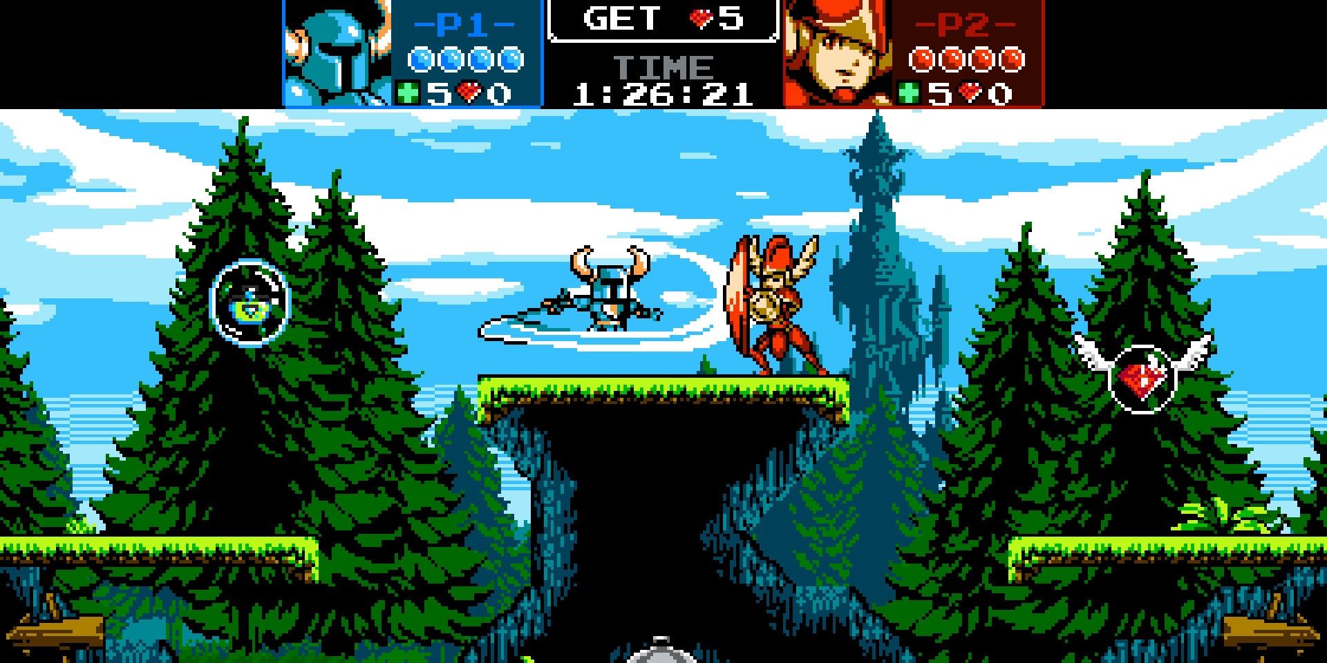 Shovel Knight fights Shield Knight in shovel Knight