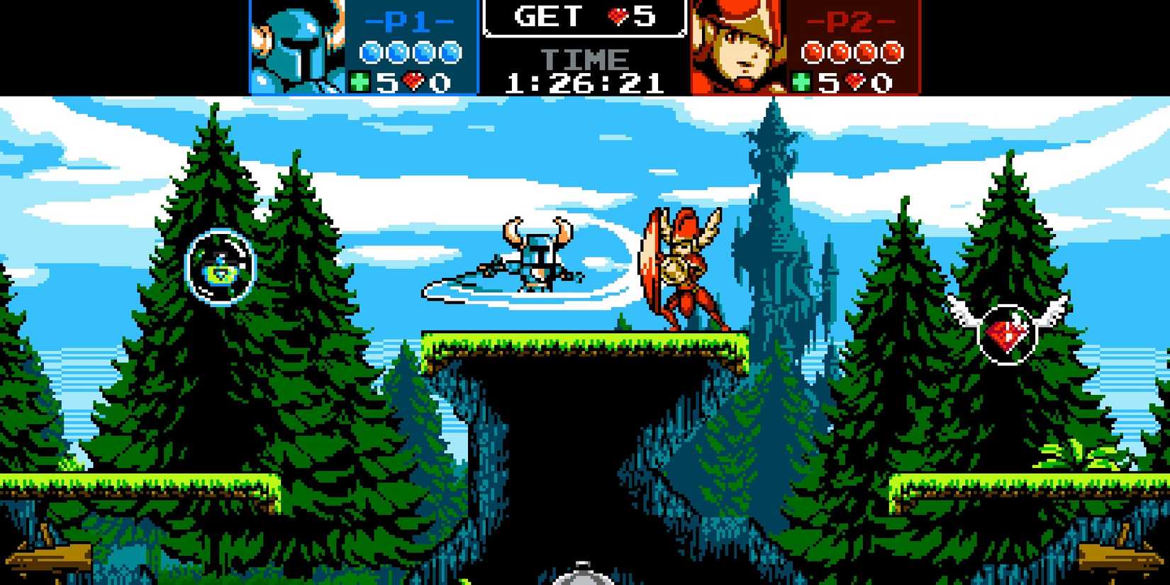 Shovel Knight fights Shield Knight in shovel Knight