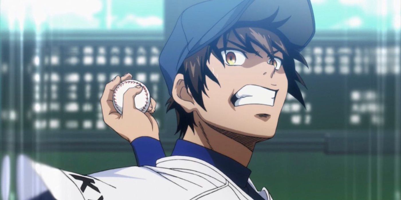 Eijun throws a pitch in Ace of Diamond.