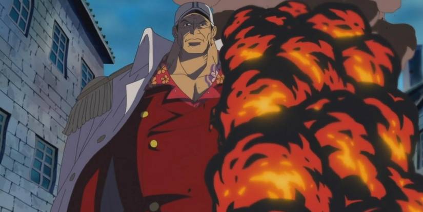 Admiral Marin Akainu uses the fruit of Magma-Magma in the navy arc of One Piece to start producing magma.