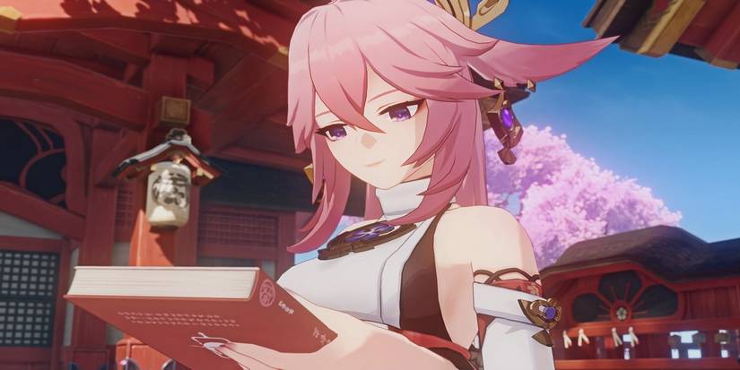 Genshin Yae Miko Holding A Book