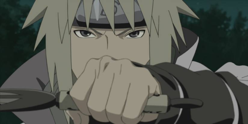 Minato Namikaze holds a special kunai in the Naruto anime