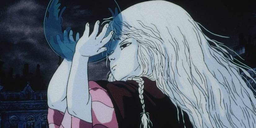 The girl finds water within her cryptic egg in Angel's Egg