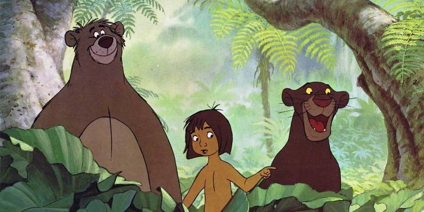 Baloo, Mowgli, and Bagheera in The Jungle Book