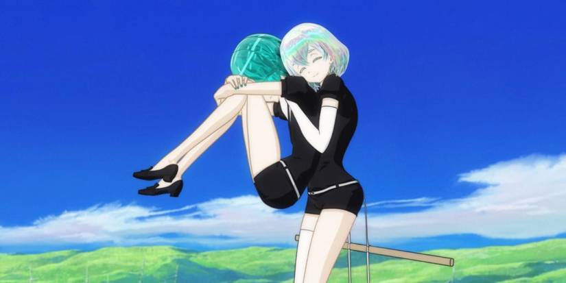 Le diamant embrasse la phosphophyllite dans Land of the Lustrous.