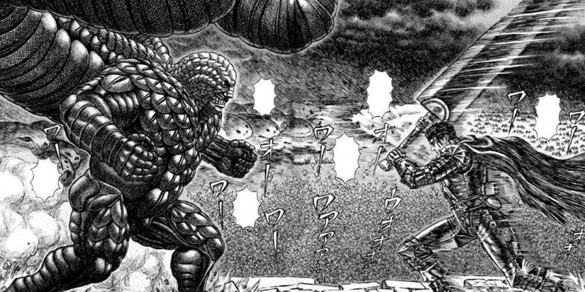 Guts vs. Mozgus in Berserk.