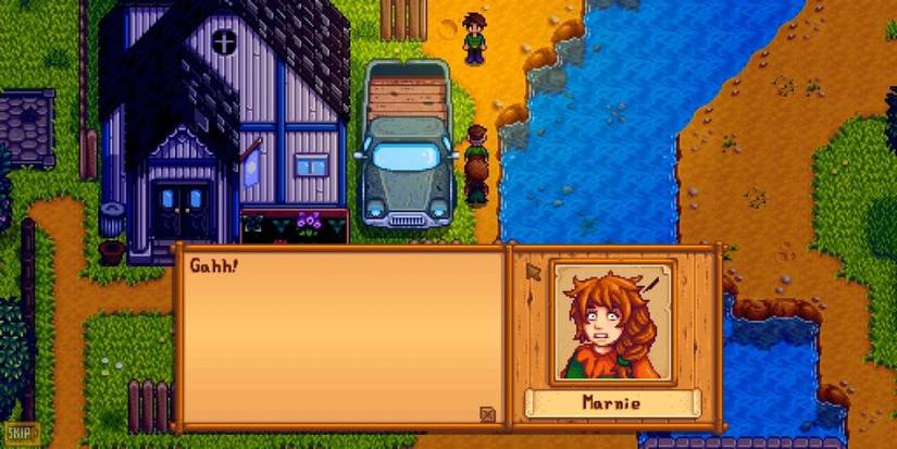 Marnie from Stardew Valley talks and is surprised. "Gah!"