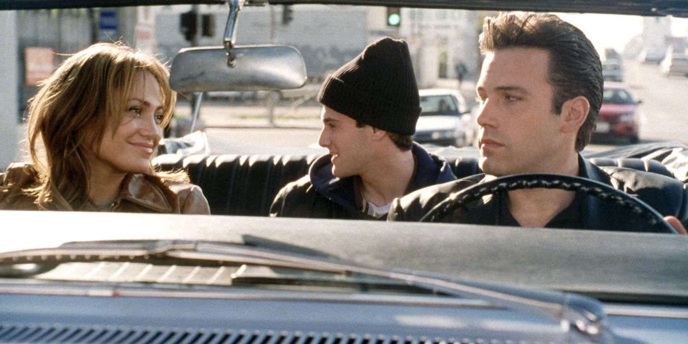 The main characters go out for a drive in a scene from the 2003 comedy film Gigli.