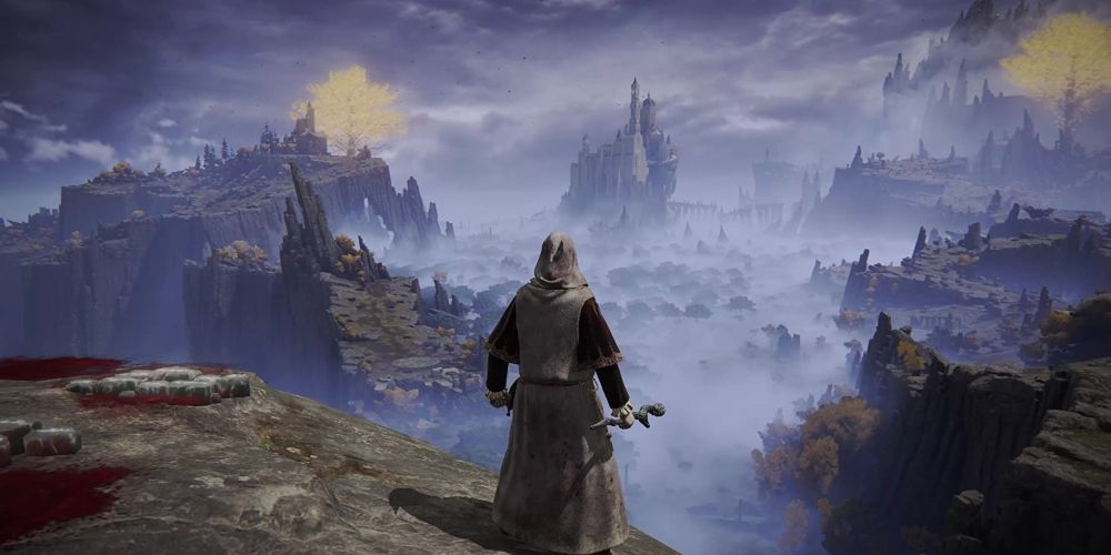 A player looking out over Liurnia of the Lakes in Elden Ring game