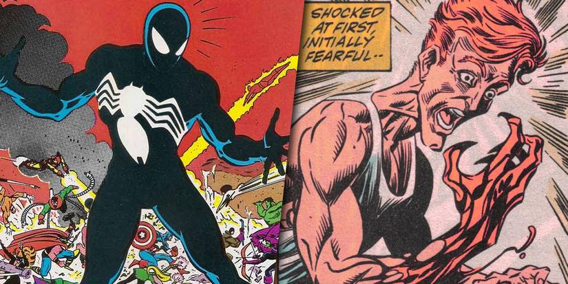 Venom and Carnage symbiote origins split image
