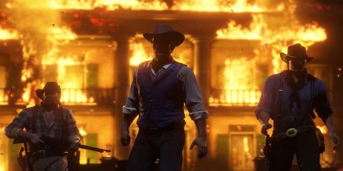 Red Dead Redemption 2 Braithwaite Manor Fire Arthur Bill Hosea