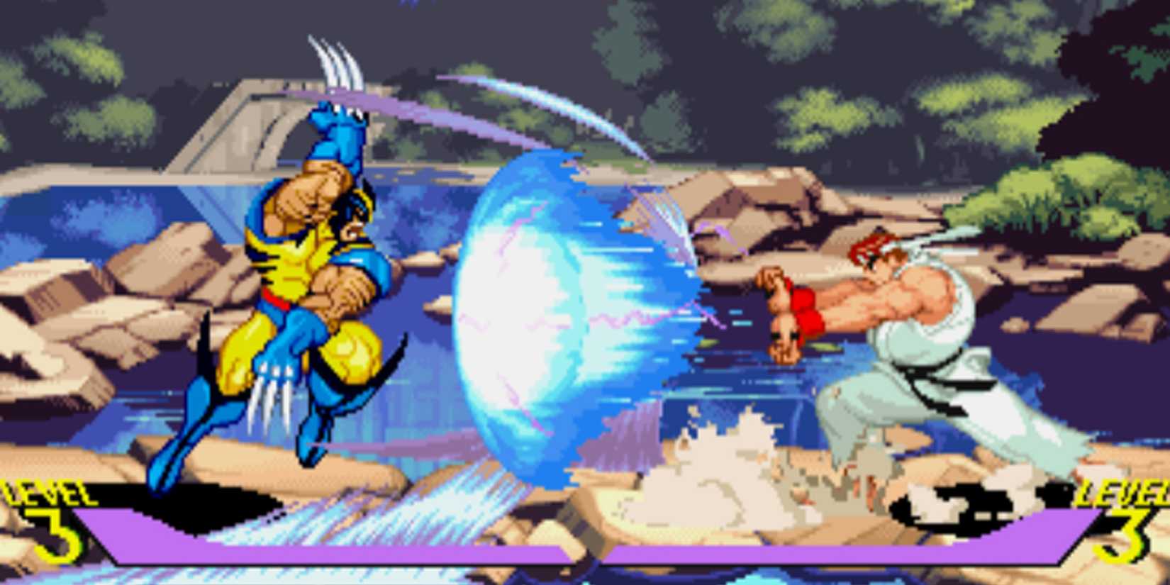 Ryu fights Wolverine in X-Men vs. Street Fighter.