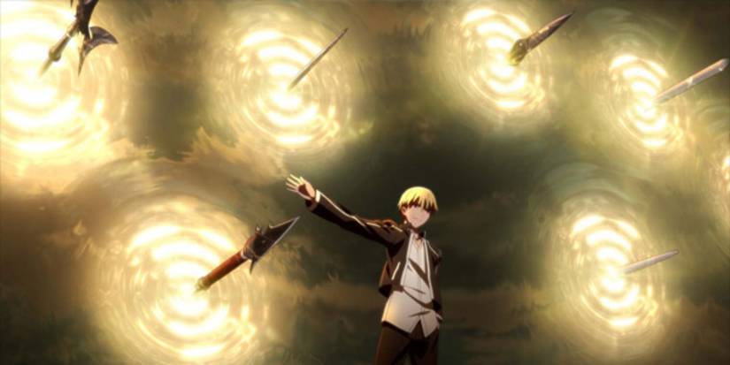 Gilgamesh se bat dans Fate/stay night : Unlimited Blade Works.