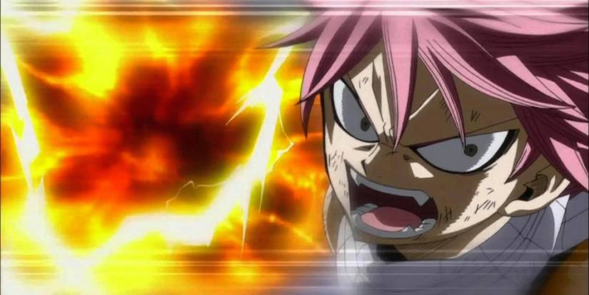 Natsu utilise son attaque Lightning Fire Dragon Iron Fist dans Fairy Tail