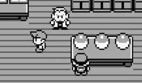 Red picks his Starter Pokemon from Professor Oak in Pokemon Red and Blue.