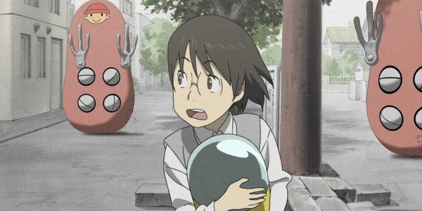 Yuuko is being hunted down by Saatchi in Dennou Coil.