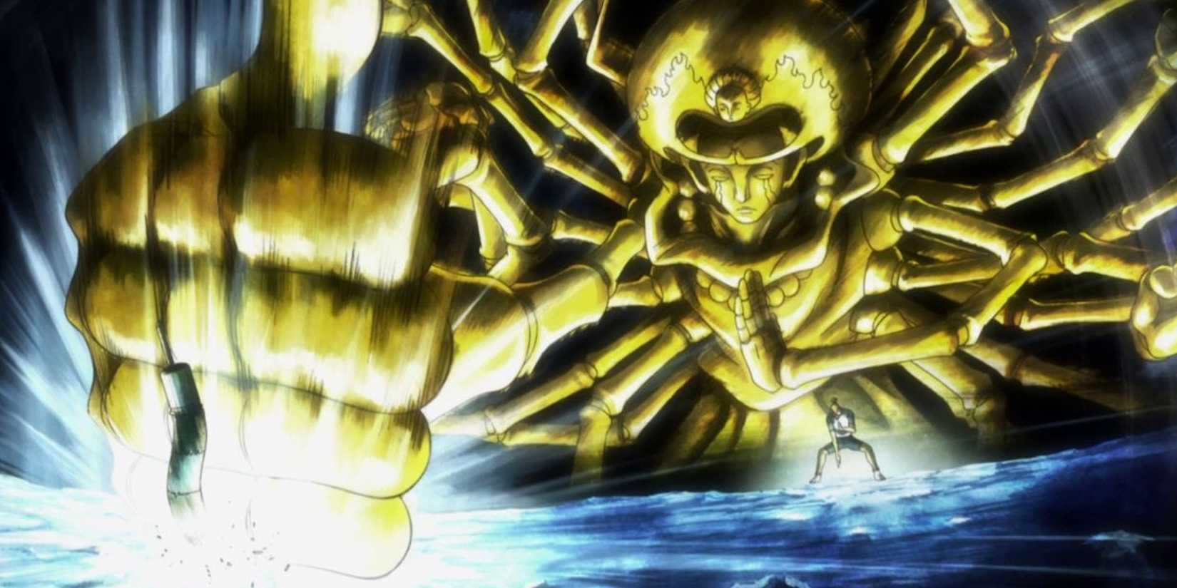 Netero uses 100 Type Guanyin Boddhisattva to attack Meruem in Hunter x Hunter.