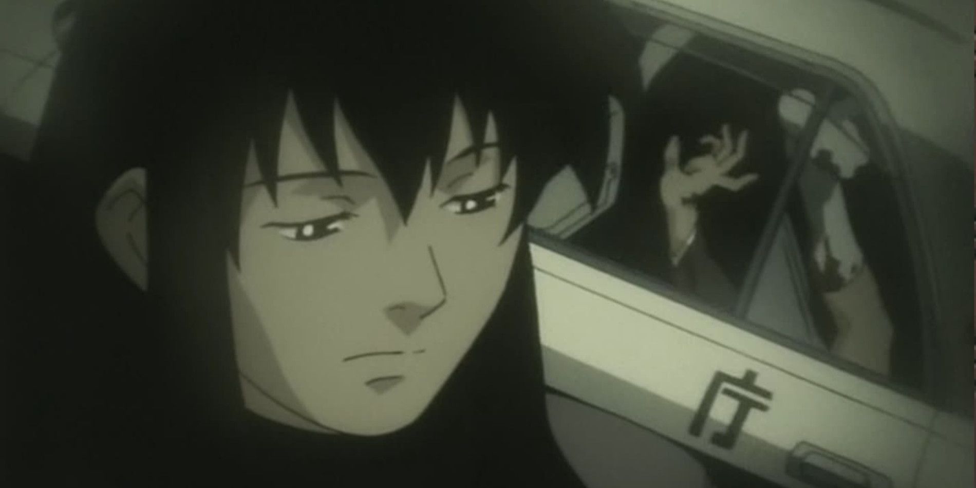 A civillian looks worried in Boogiepop Phantom.
