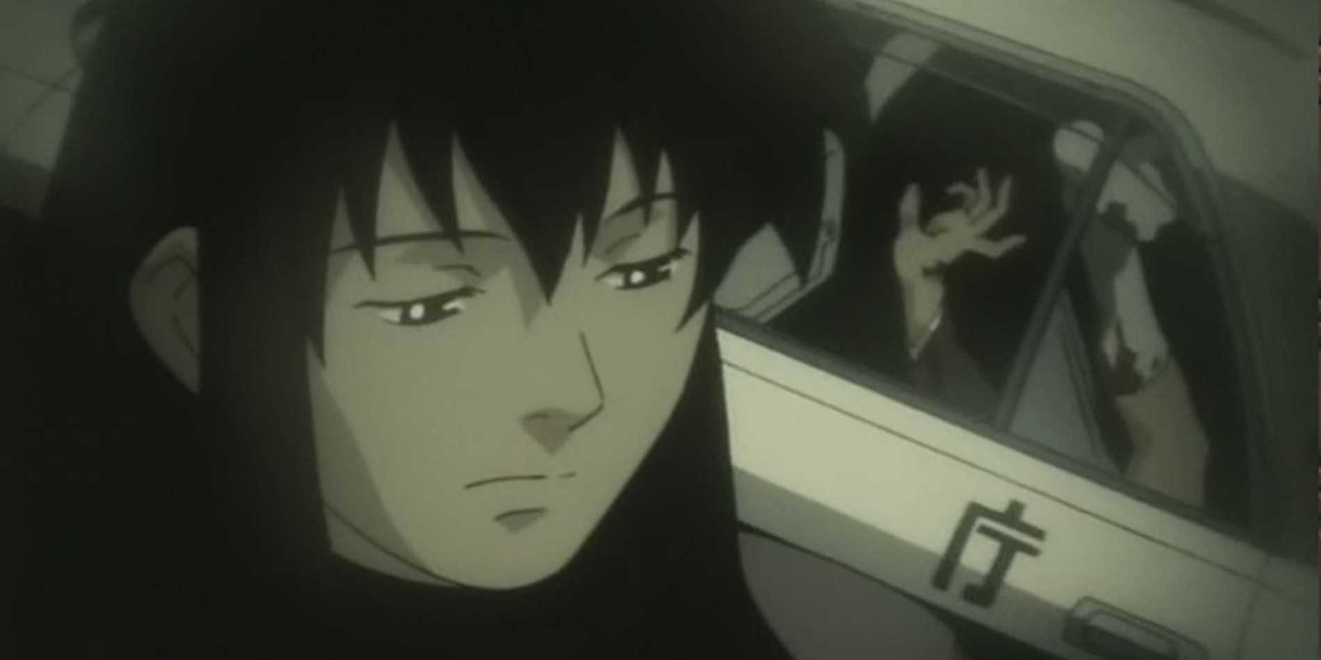 A civillian looks worried in Boogiepop Phantom.