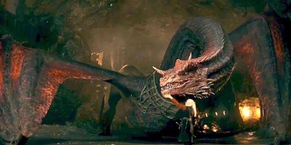 Daemon Targaryen and his dragon Caraxes in House of the Dragon