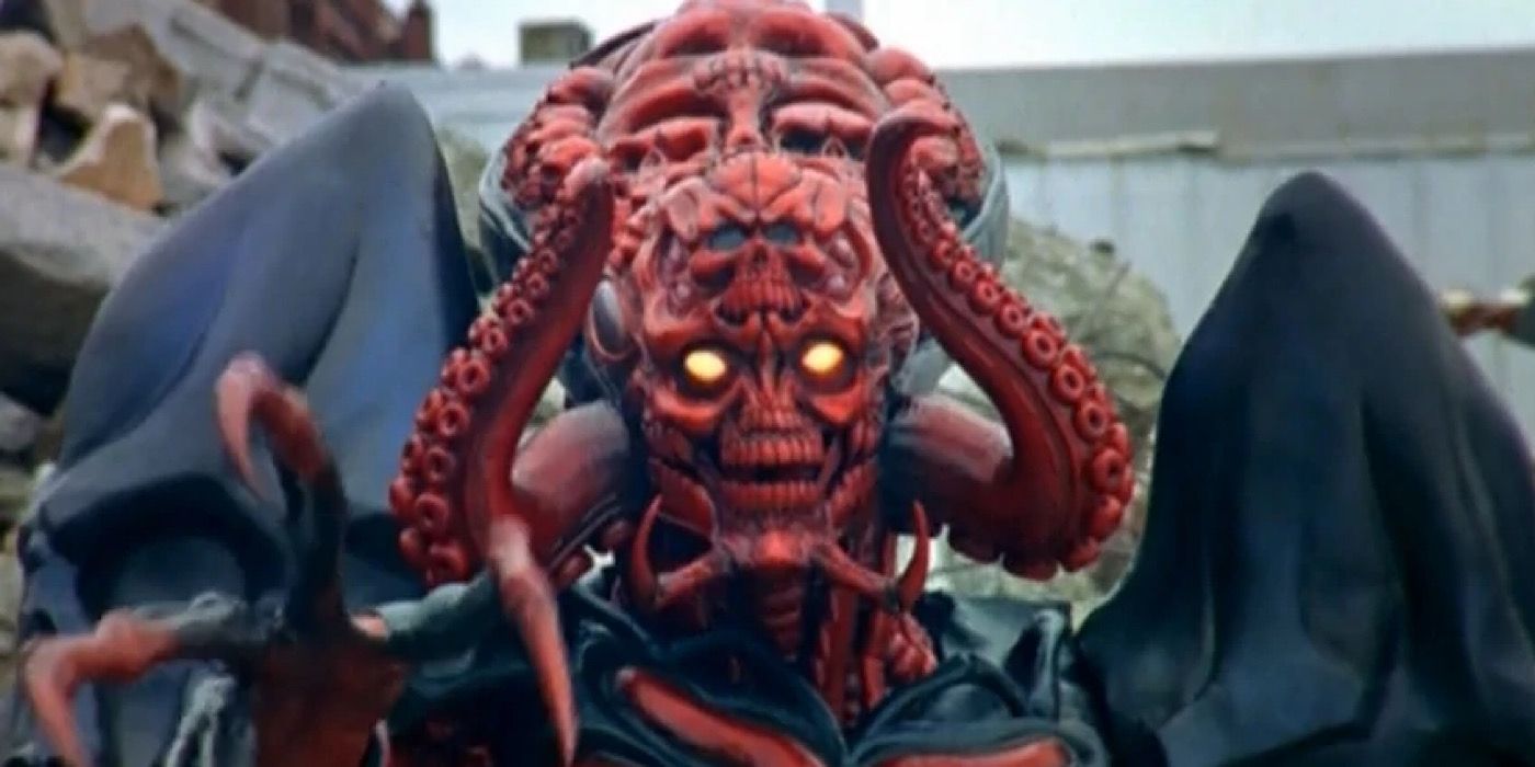 Power Rangers - Octomus The Master has glowing eyes and a claws out.