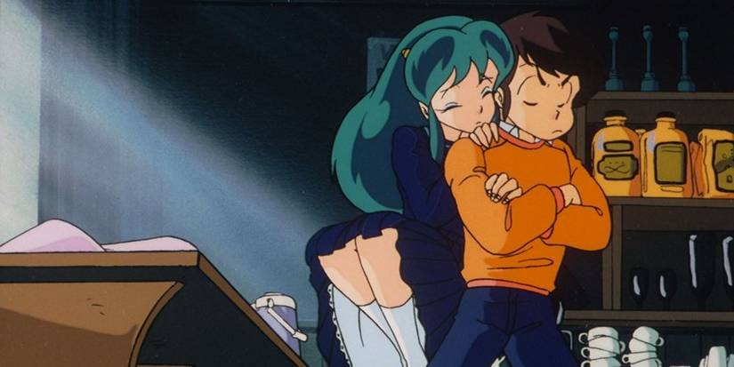 Lum hugs Ataru in Urusei Yatsura 2: Beautiful Dreamer Movie.