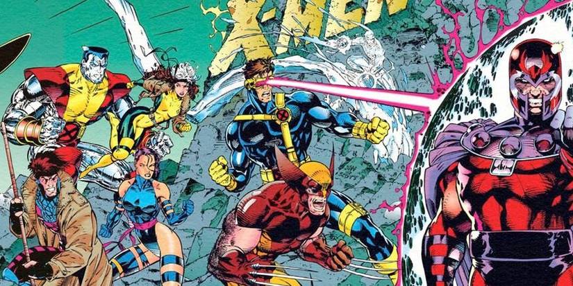 X-Men fighting Magneto in Marvel Comics, drawn by Jim Lee and inked by Scott Williams, 1992