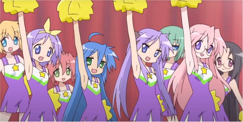 A cheerleading performance in Lucky Star.