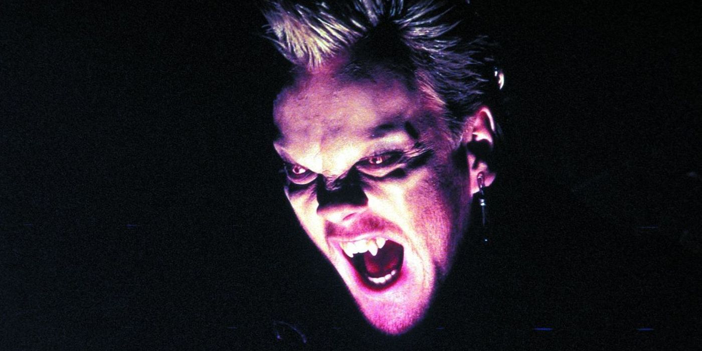 David from The Lost Boys baring his fangs