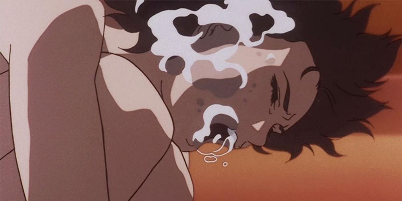 Mima screams underwater in the bath in Perfect Blue.