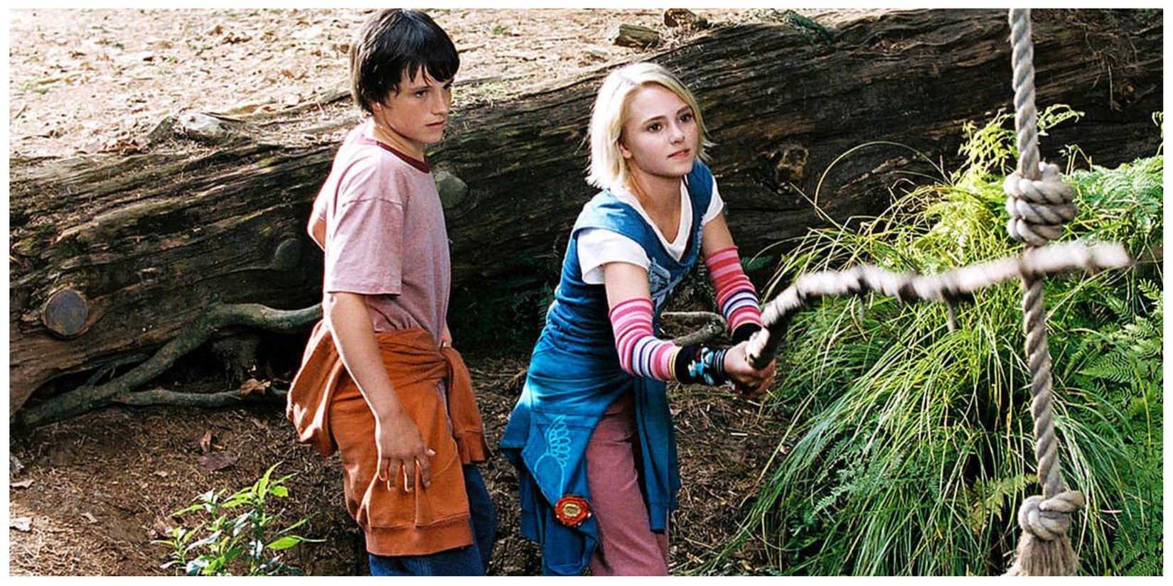Leslie and Jess cross their bridge in Bridge to Terabithia.