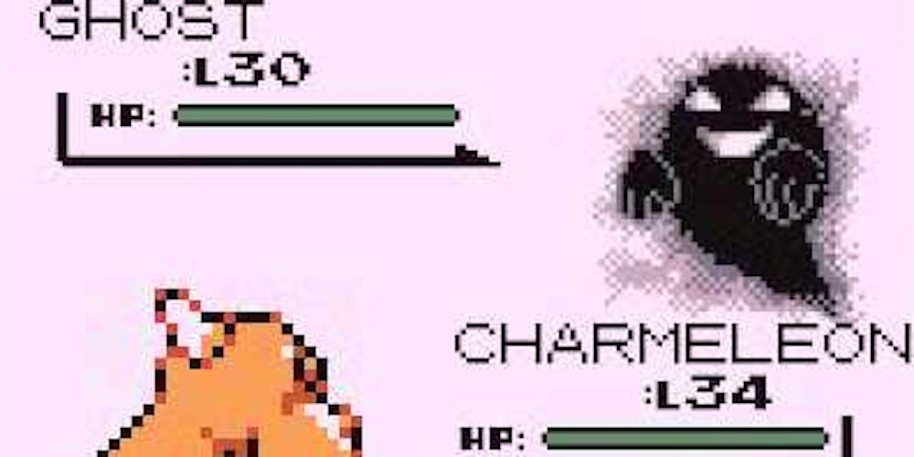 A Charmeleon battles a Ghost in Pokémon Red and Blue.