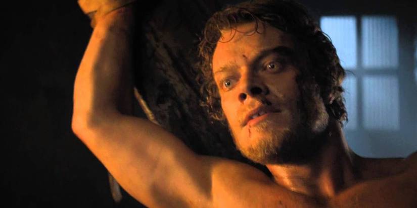 Theon Greyjoy tied up under Ramsay's orders in Game of Thrones