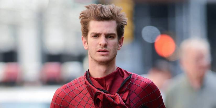 BTS image of Andrew Garfield's Spider-Man.