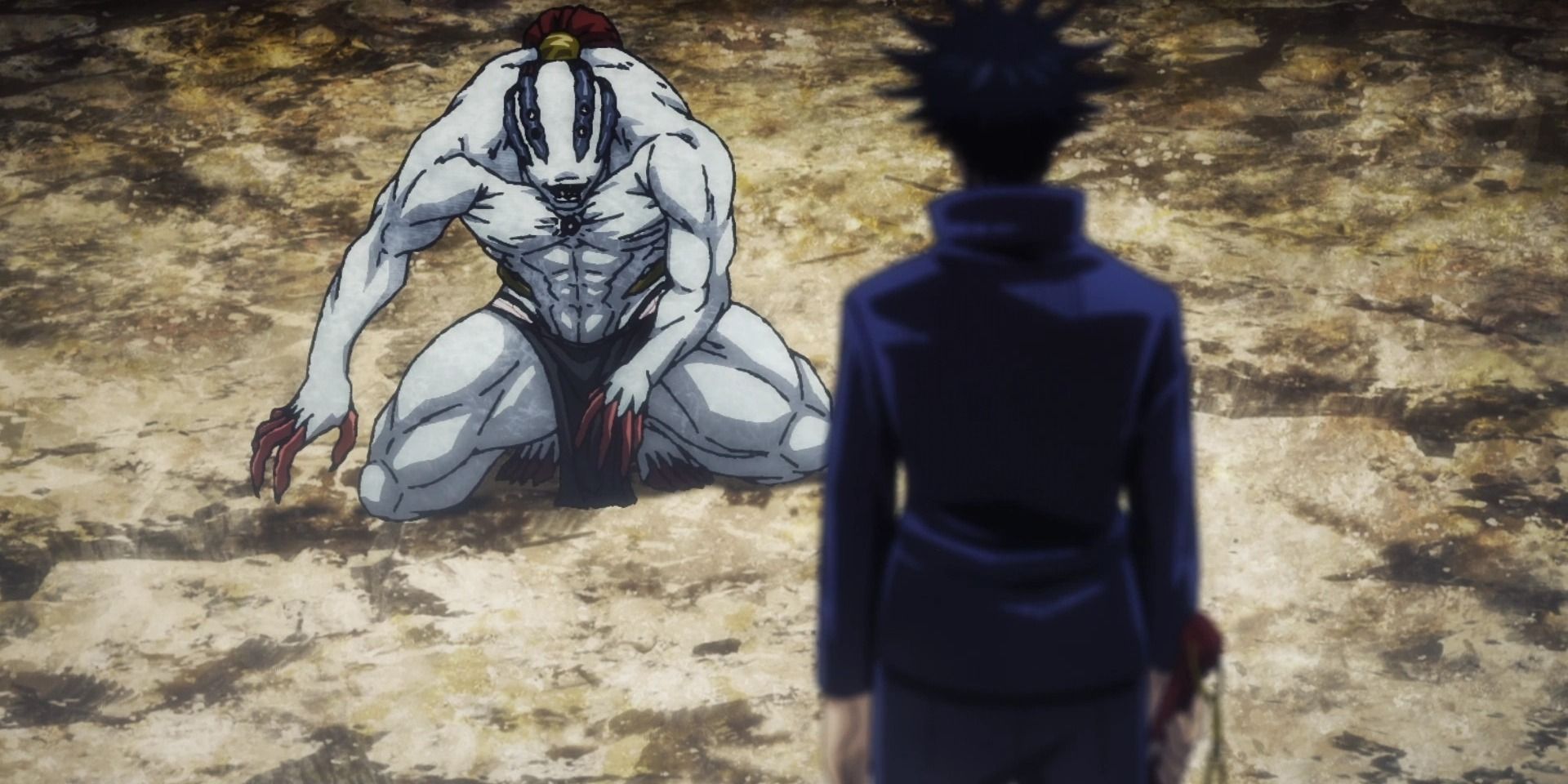 Megumi et le porteur du doigt se font face dans JJK