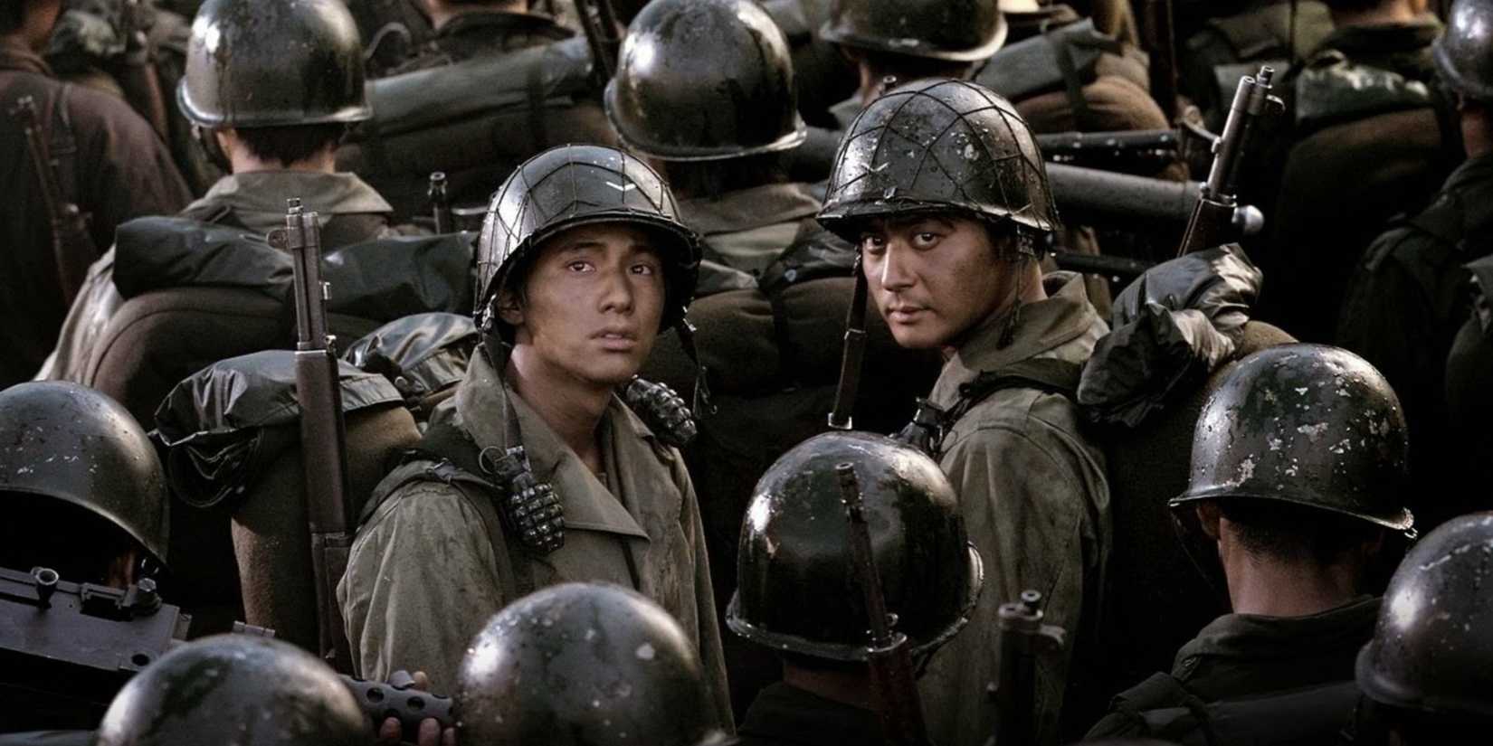 The brothers look behind them while other shoulders face forwards in TaeGukGi.