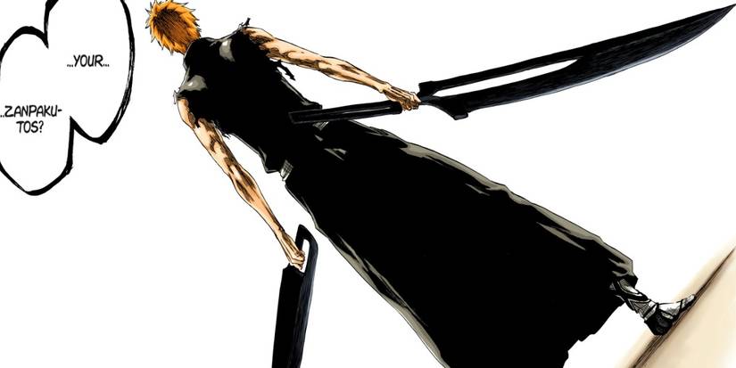 Bleach's Ichigo Kurosaki holds his two Zangetsus