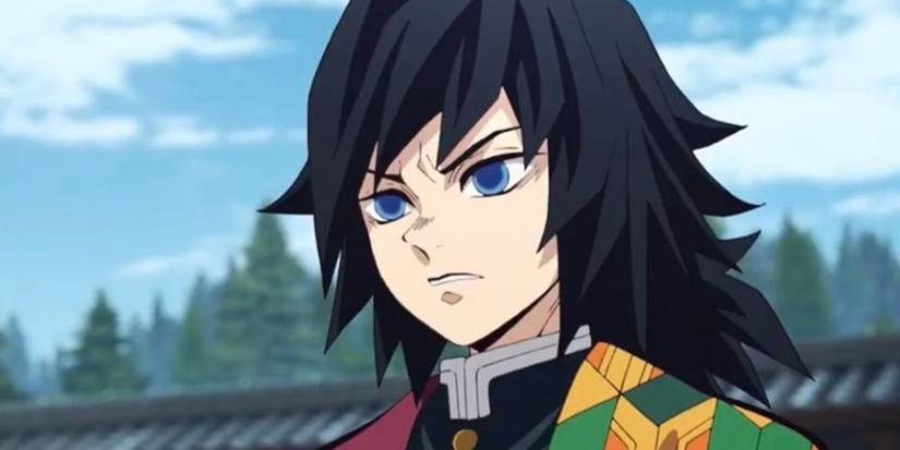 Giyu Tomioka scowls in the Demon Slayer anime.