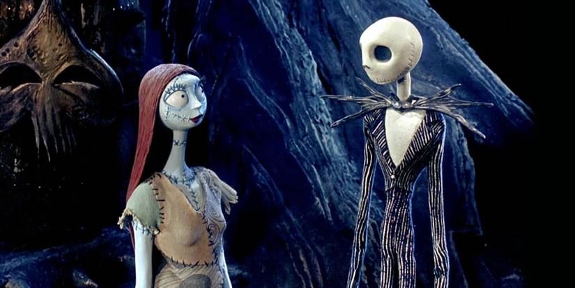 Sally and Jack Skellington in The Nightmare Before Christmas (1993).