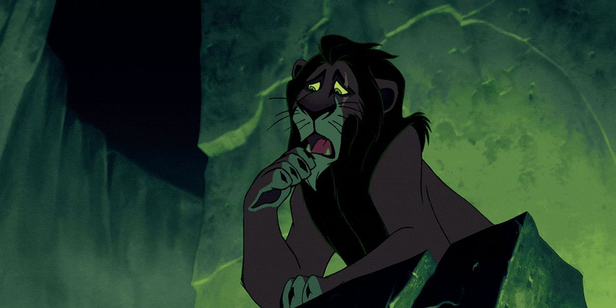 Scar speaks to the hyenas In The Lion King
