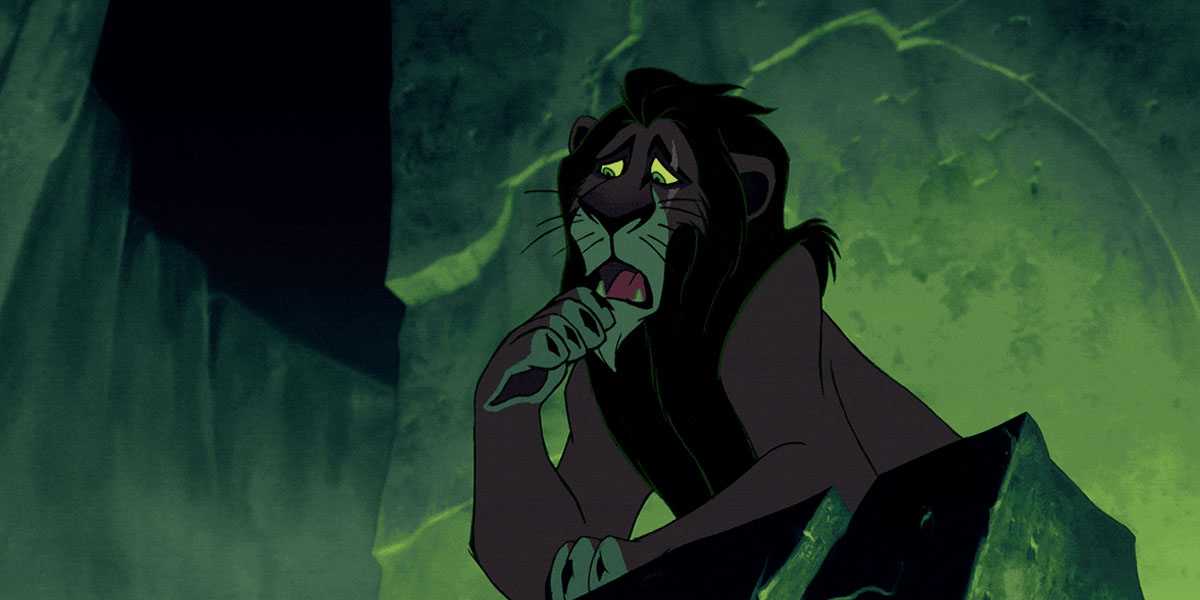 Scar speaks to the hyenas In The Lion King