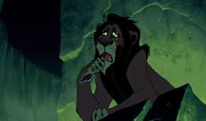 Scar speaks to the hyenas In The Lion King