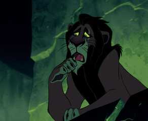 Scar speaks to the hyenas In The Lion King