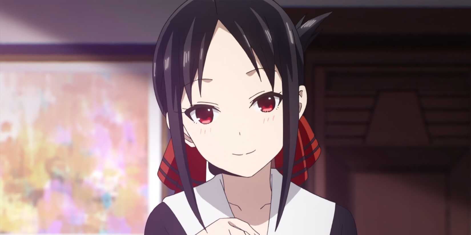Kaguya Shinomiya smiles sincerely in Kaguya-sama: Love is War.