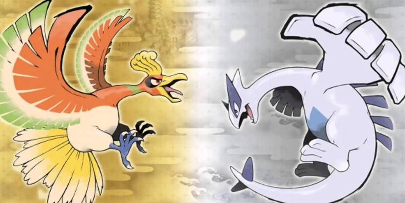 Official art for Pokémon HeartGold and SoulSilver features Ho-Oh and Lugia.
