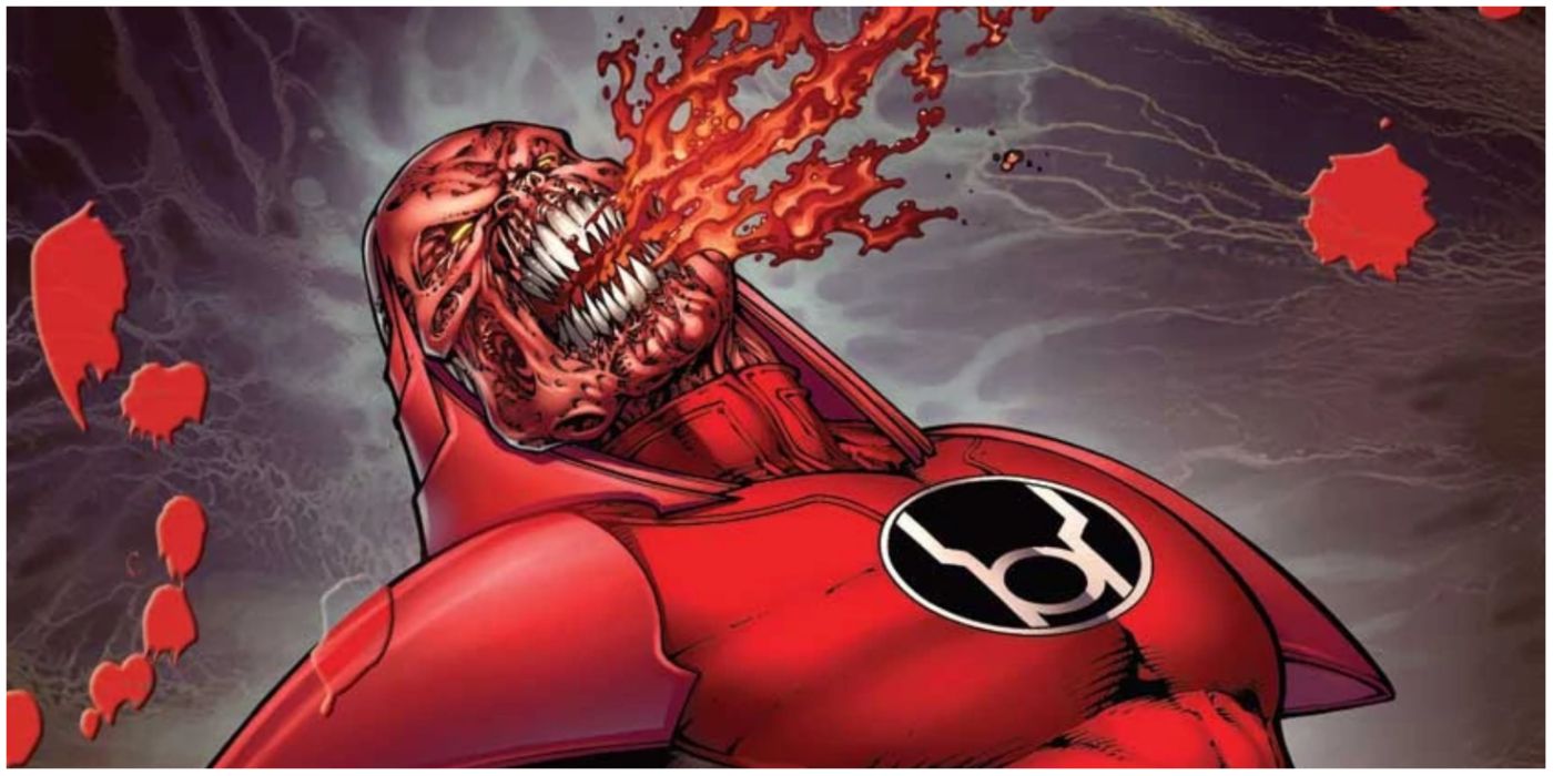 Atrocitus spitting out blood in DC Comics.